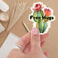 Close-up of the durable Waterproof Vinyl Free Hugs Cactus Sticker featuring vibrant colors and chic matte finish, ideal for planners and everyday items.